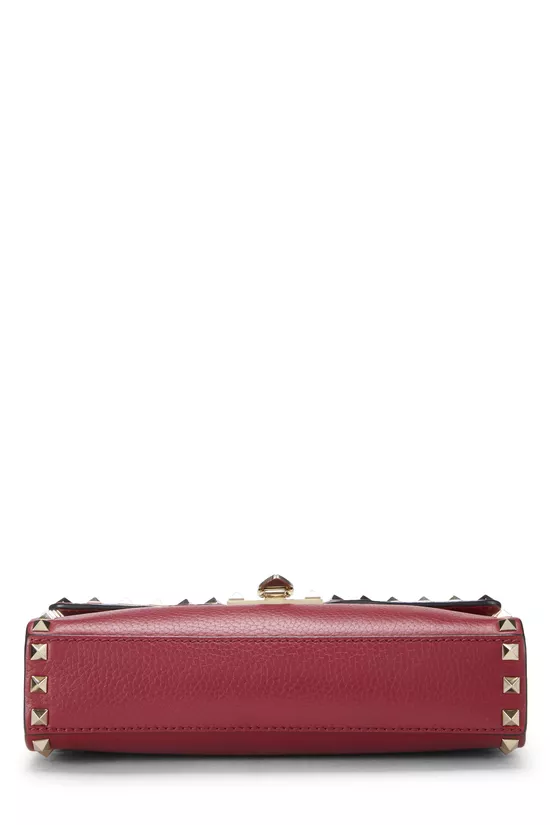 Red Leather Rockstud Flap Crossbody Bag, , large image number 4