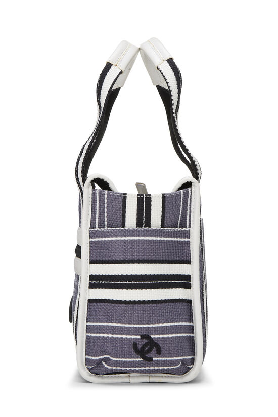 White & Navy Striped Canvas Handbag Small, , large image number 2