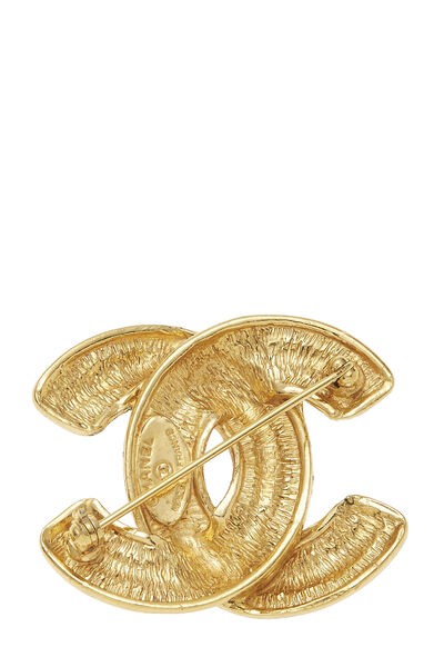 Gold Quilted 'CC' Pin Medium, , large