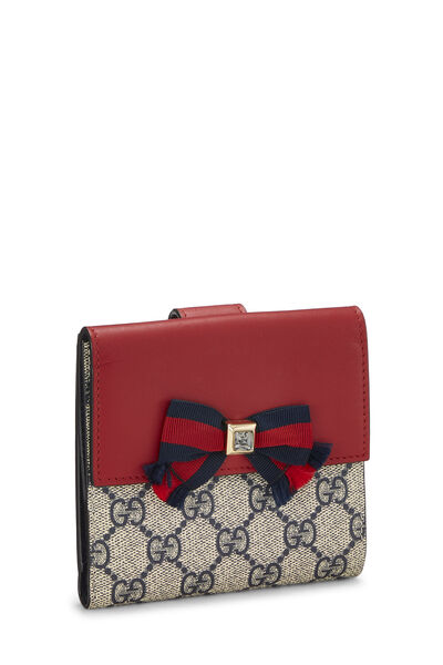 Red & Navy GG Supreme Canvas French Flap Wallet, , large