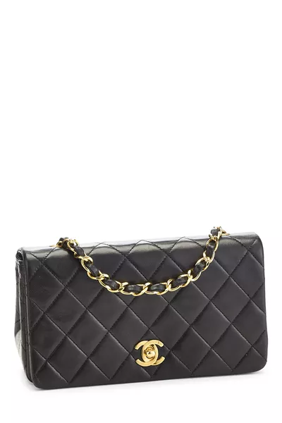 Black Quilted Lambskin Full Flap Mini, , large