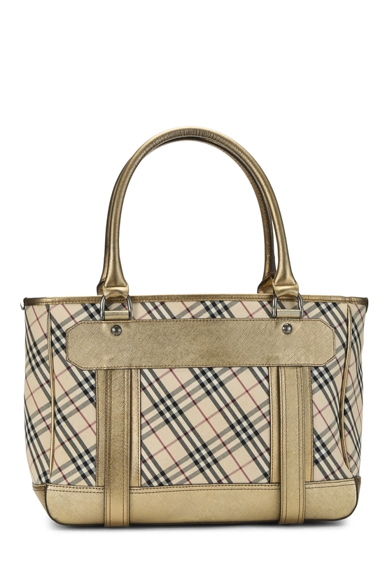 Gold Jacquard House Check Zip Tote Medium, , large image number 3