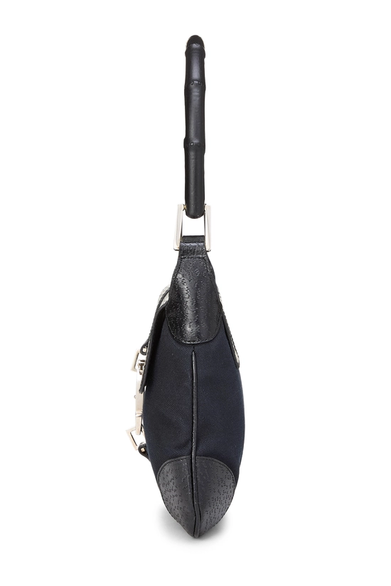 Black Canvas Bamboo Shoulder Bag, , large image number 2
