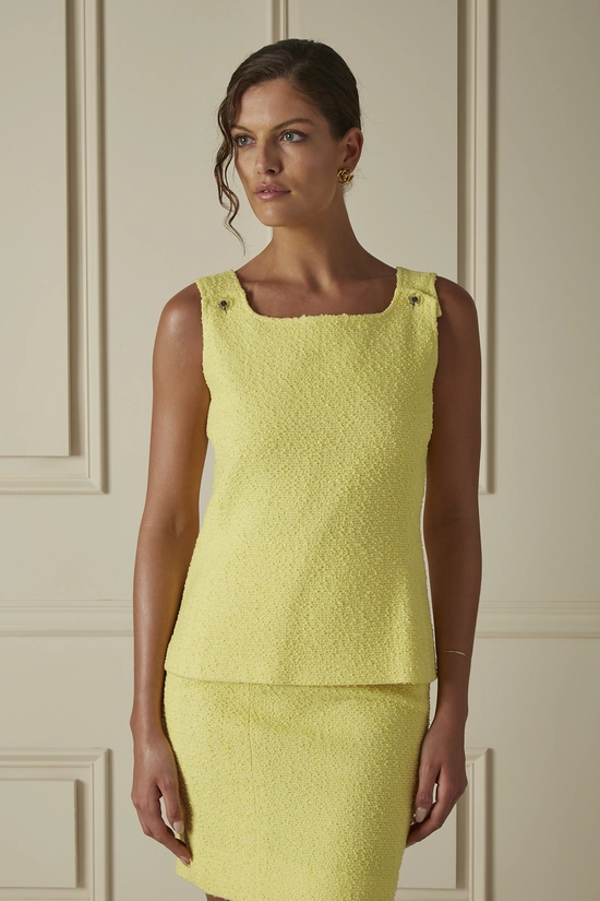 Yellow Wool Blend Three-Piece Skirt Set, , large image number 3