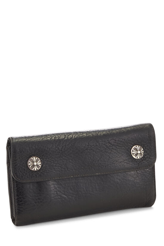 Black Leather Wave Cross Ball Long Wallet, , large image number 1