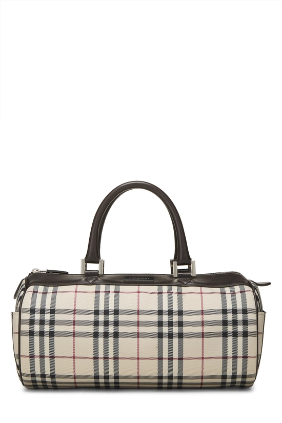 Brown Nylon House Check Roll Handbag Small, , large image number 0