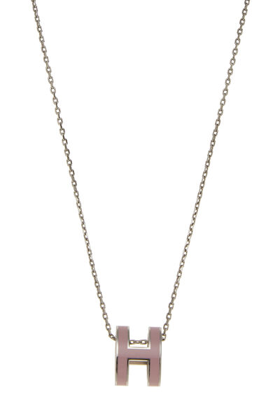 Silver & Pink Pop H Necklace, , large