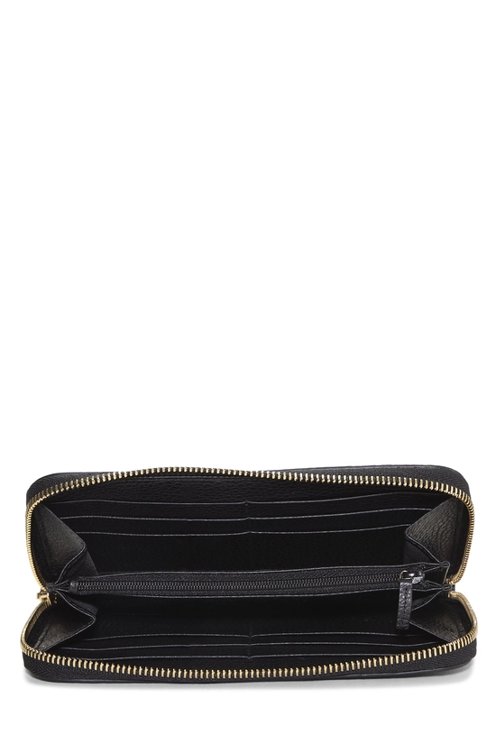 Black Leather Interlocking Zip-Around Wallet, , large image number 3