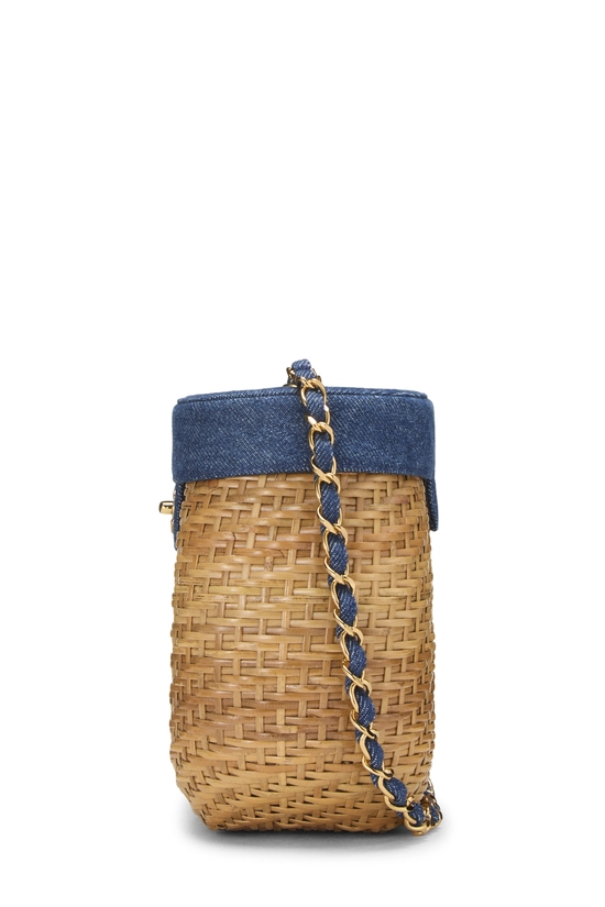 Navy Natural Wicker Basket Bag, , large image number 2
