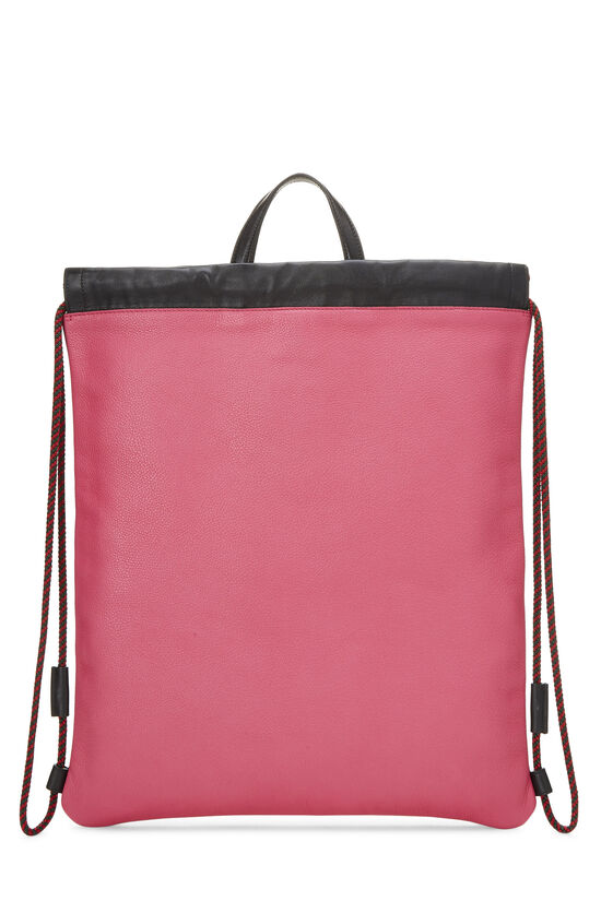 Pink Leather Logo Drawstring Backpack Large, , large image number 3