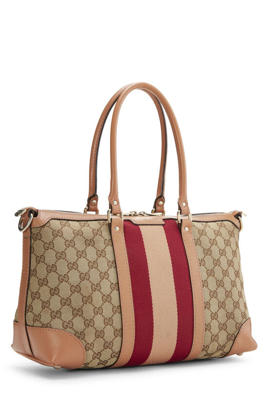 Brown Gucci GG Canvas Web Tote Bag