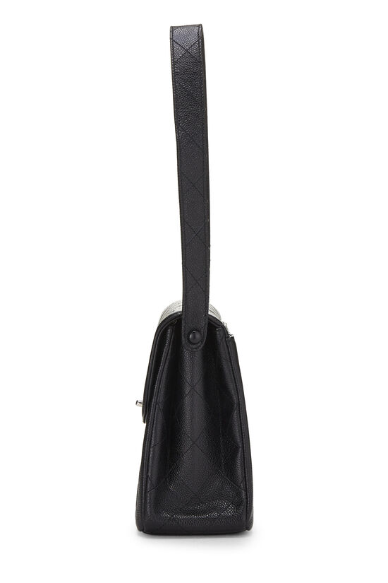Black Caviar Round Flap Shoulder Bag, , large image number 2