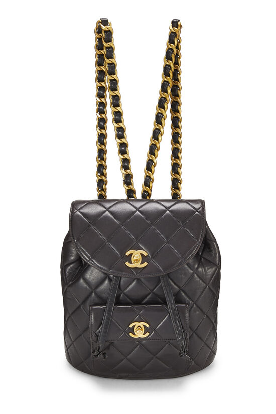 Black Quilted Lambskin Classic Backpack