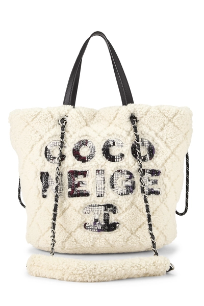White Shearling 'Coco Neige' Tote
