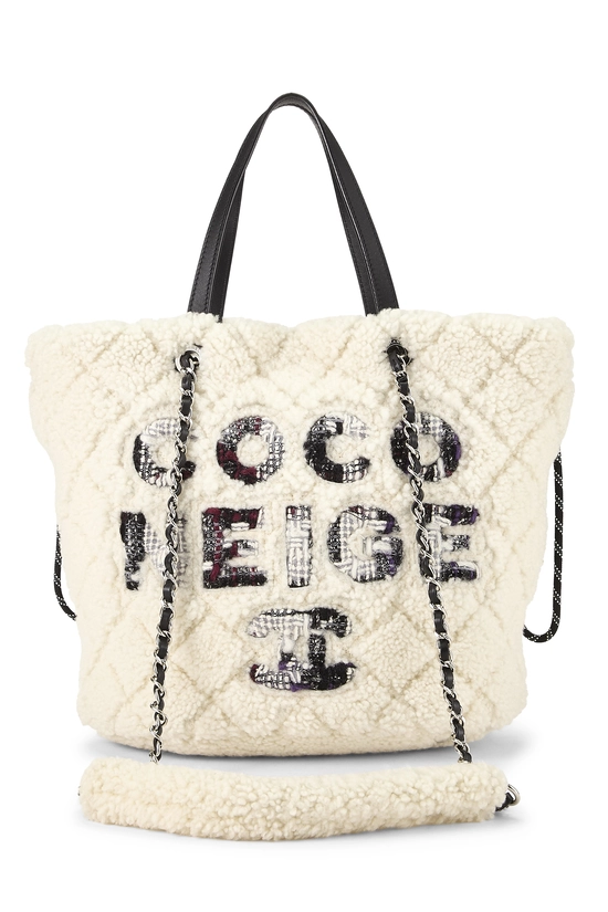 White Shearling 'Coco Neige' Tote, , large image number 0