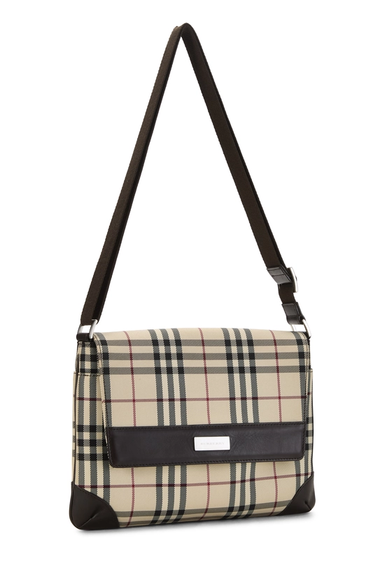 Brown Jacquard Check Flap Messenger Small, , large image number 1