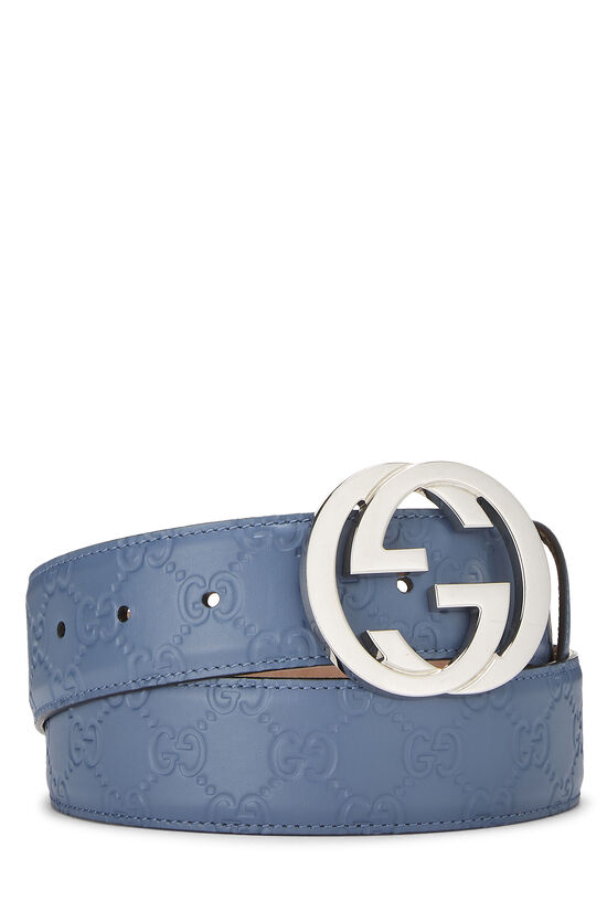 Blue Guccissima Leather Interlocking Belt, , large image number 0