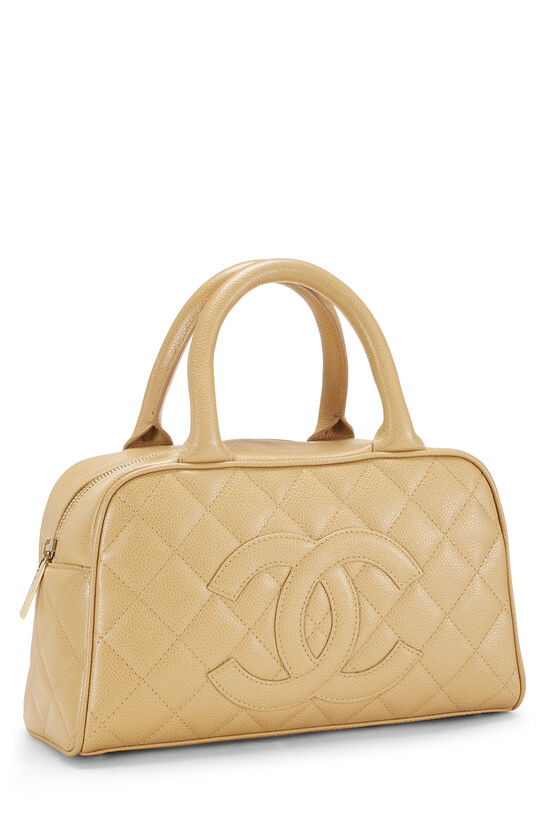 Beige Quilted Caviar Bowler, , large image number 2