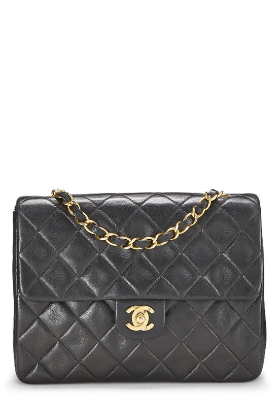 Black Quilted Lambskin Half Flap Mini, , large image number 0