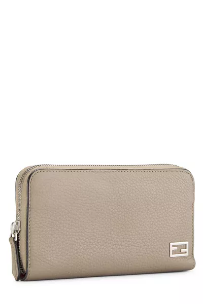 Grey Leather Zip Around Wallet, , large