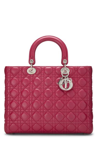 Pink Cannage Quilted Lambskin Lady Dior Large