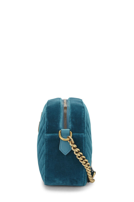 Blue Chevron Velvet GG Marmont Shoulder Bag Small, , large image number 2
