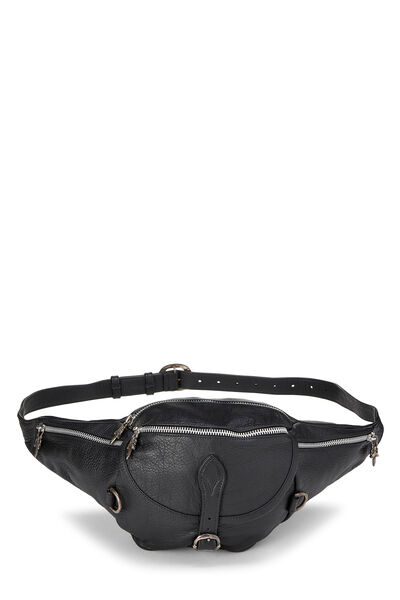 Black Leather Snat Pack Waist Bag
