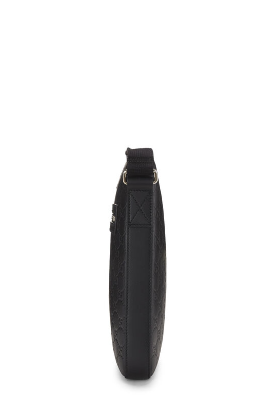 Black Guccissima Leather Zip Flat Messenger, , large image number 2