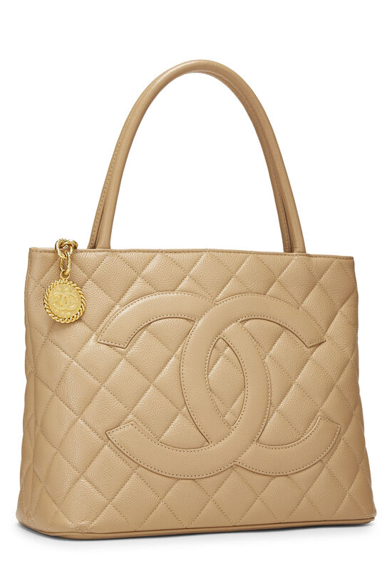 Chanel Beige Quilted Caviar Medallion Tote Q6B02H0FIB175 | WGACA 