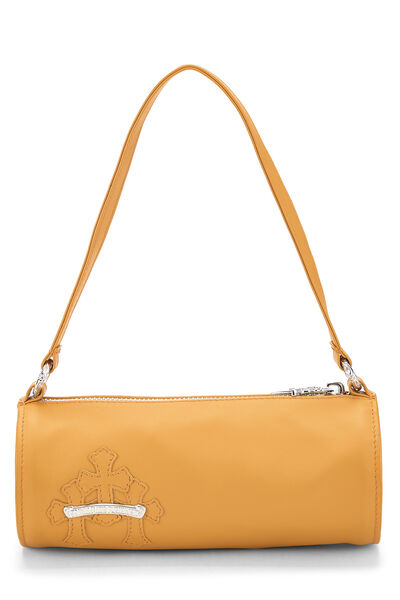 Orange Leather 3 Crosses Patch Shoulder Bag