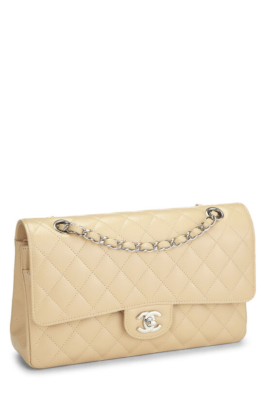 Beige Quilted Caviar Classic Double Flap Medium, , large image number 1