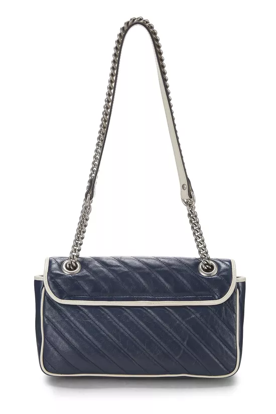 Navy Leather Torchon GG Marmont Shoulder Bag Small, , large image number 3