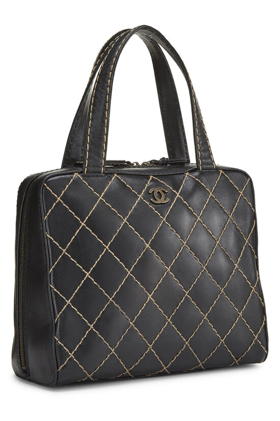 Black Leather Wild Stitch Boston Handbag, , large image number 1