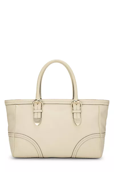 Cream Pebbled Leather Tote