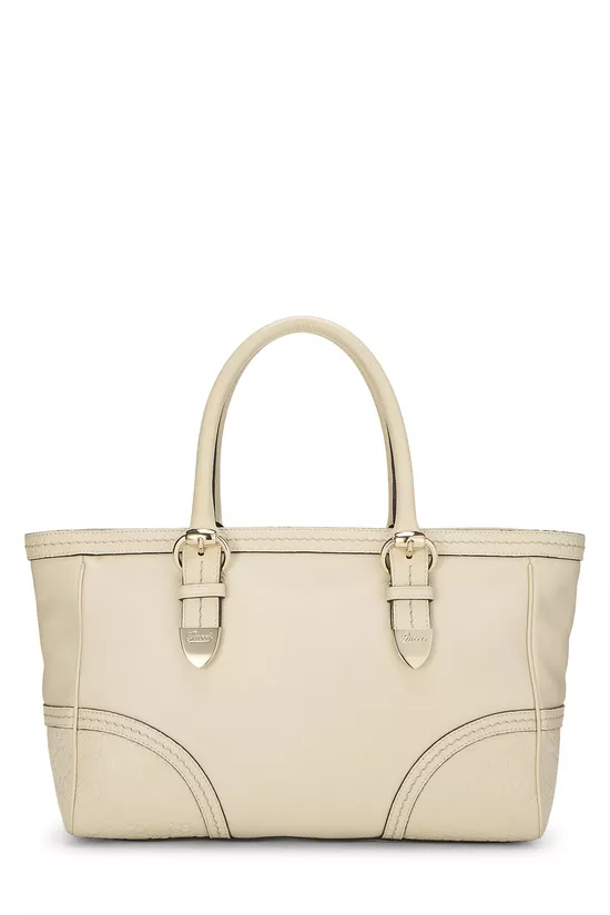 Cream Pebbled Leather Tote, , large image number 0