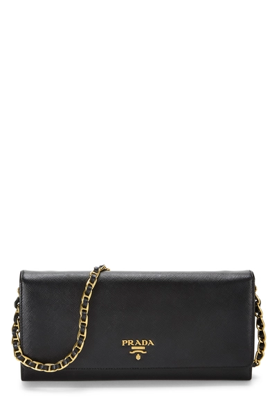 Prada Black Saffiano Leather Wallet On Chain (WOC)