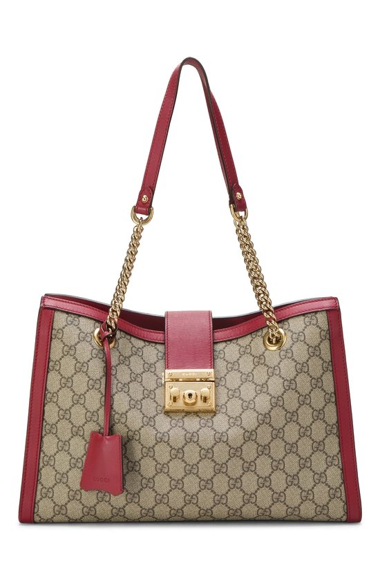 Red Original GG Supreme Canvas Padlock Tote Medium, , large image number 0