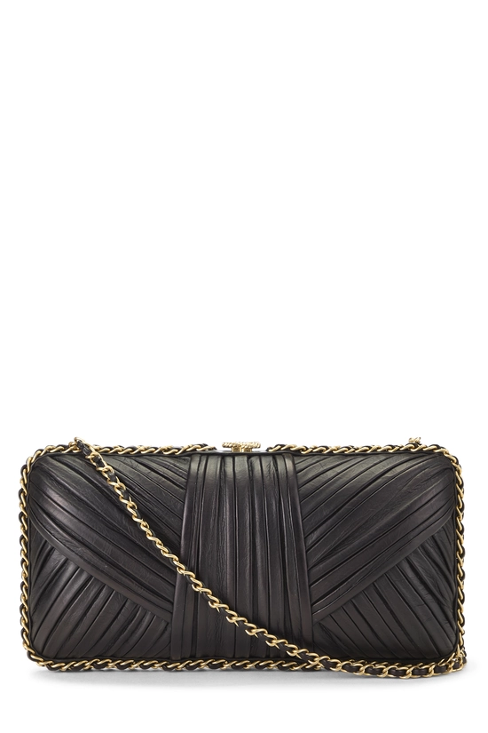 Black Lambskin Chain Around Clutch, , large image number 3