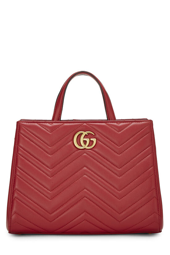 Red Leather GG Marmont Top Handle Bag Small, , large image number 0