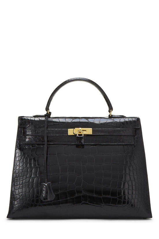 Hermès Black Alligator Lisse Kelly Sellier 35cm QGB0QJ02KB001