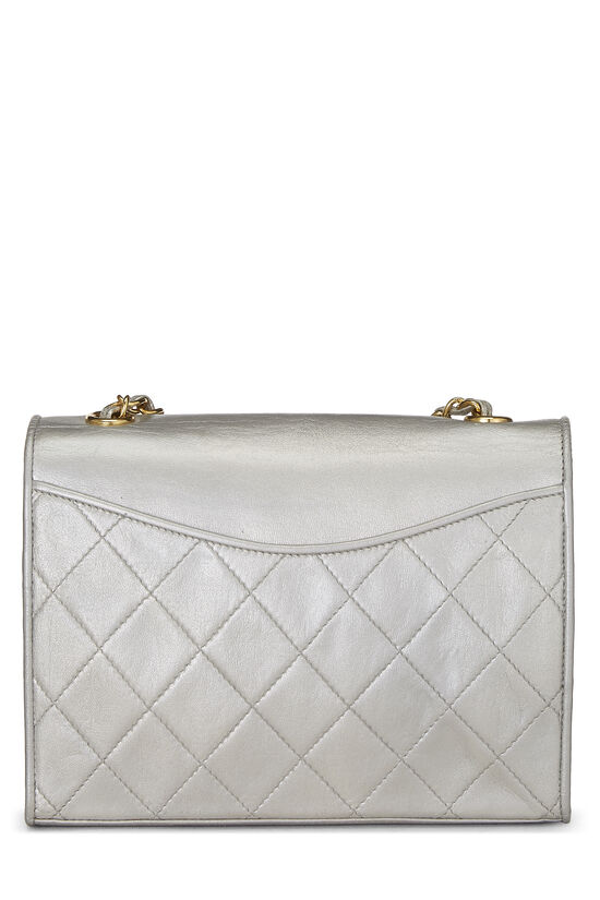 Silver Quilted Lambskin Full Flap Small, , large image number 3