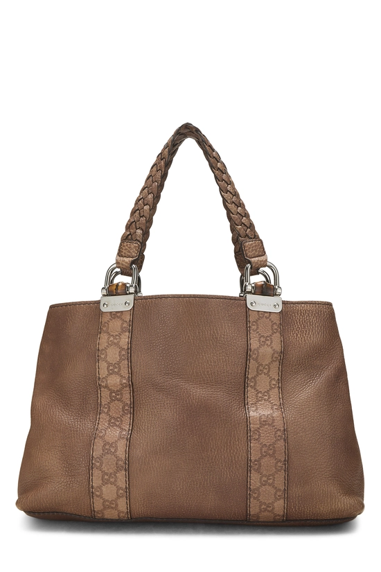 Brown Leather Bamboo Bar Tote, , large image number 0