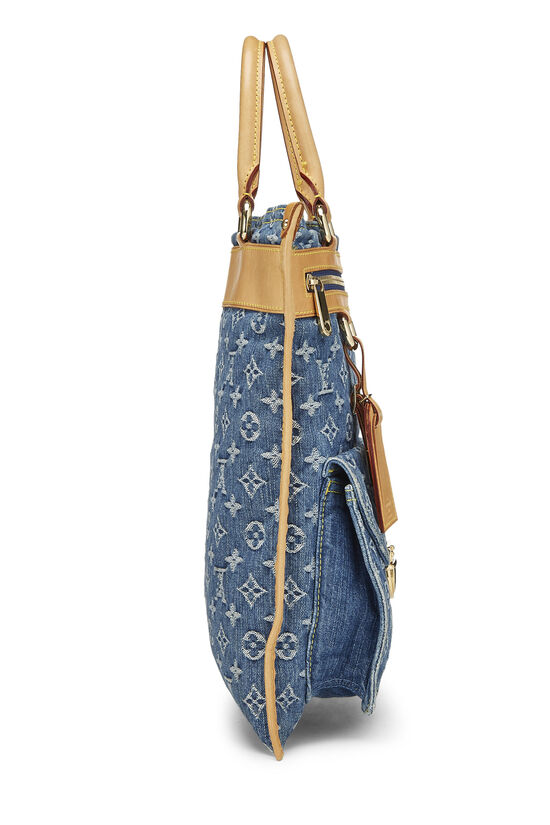 Louis Vuitton Monogram Denim Leather Shopper Bag Blue