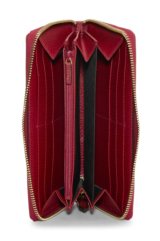Red Leather GG Zip Around Wallet, , large image number 3
