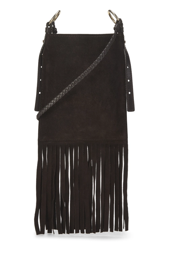 Brown Suede Studded Fringe Crossbody, , large image number 3