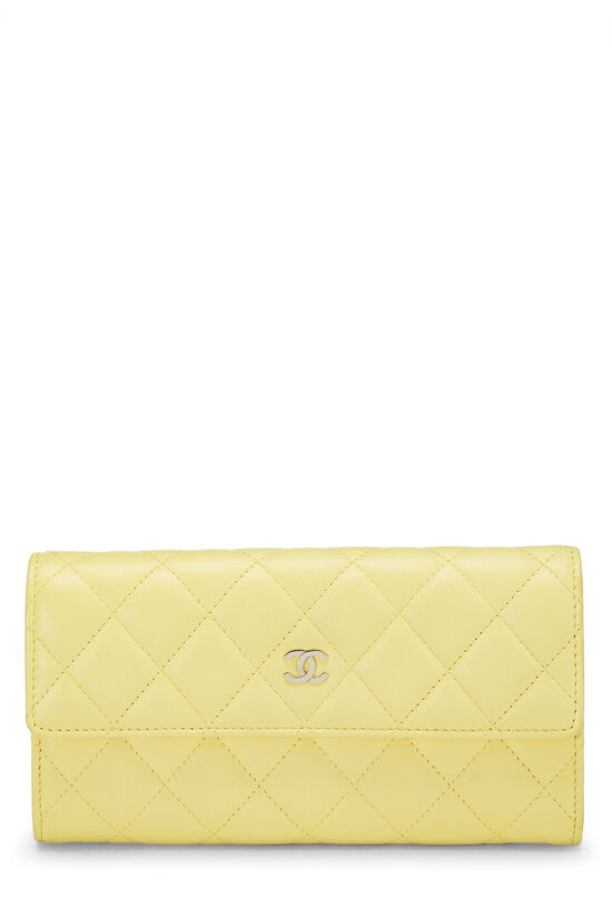 Yellow Quilted Lambskin Long Wallet, , large image number 1
