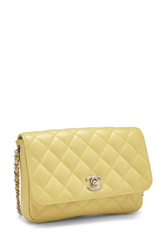 CHANEL Caviar Quilted Flap Card Holder On Chain Yellow 1227341