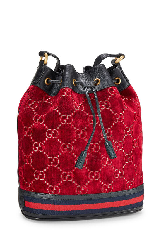 Red GG Velvet Bucket Bag, , large image number 2