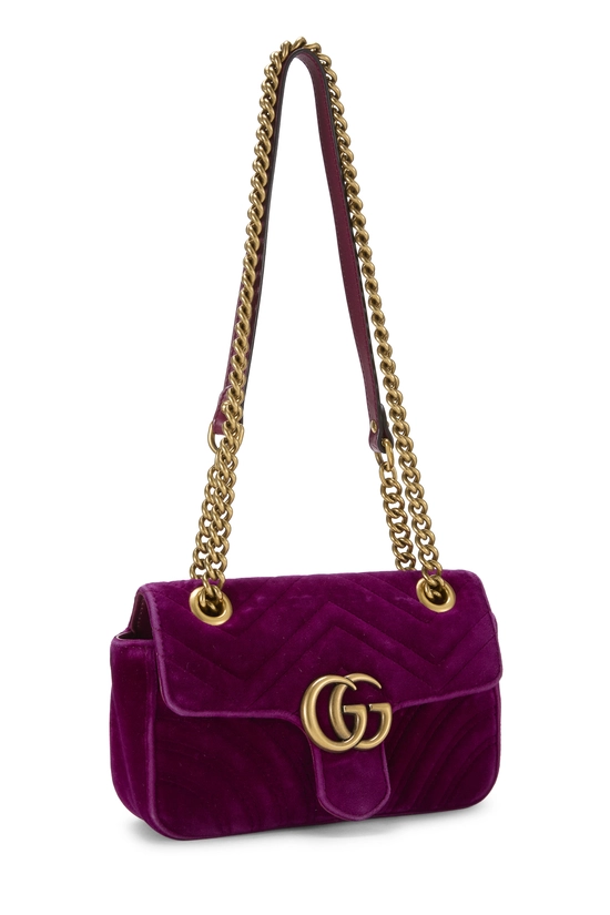 Purple Velvet GG Marmont Shoulder Bag Small, , large image number 1
