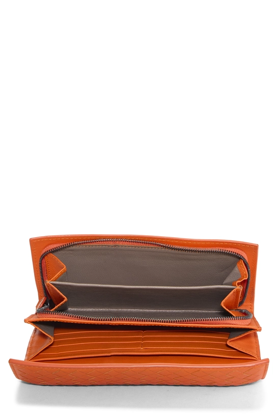 Orange Intrecciato Continental Wallet, , large image number 3